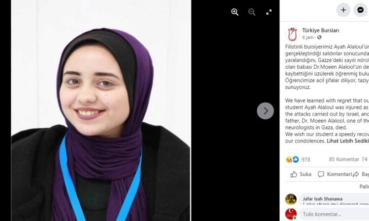 Gadis Gaza penerima beasiswa Turki terluka dalam serangan Israel, orangtuanya meninggal dunia - Turkinesia